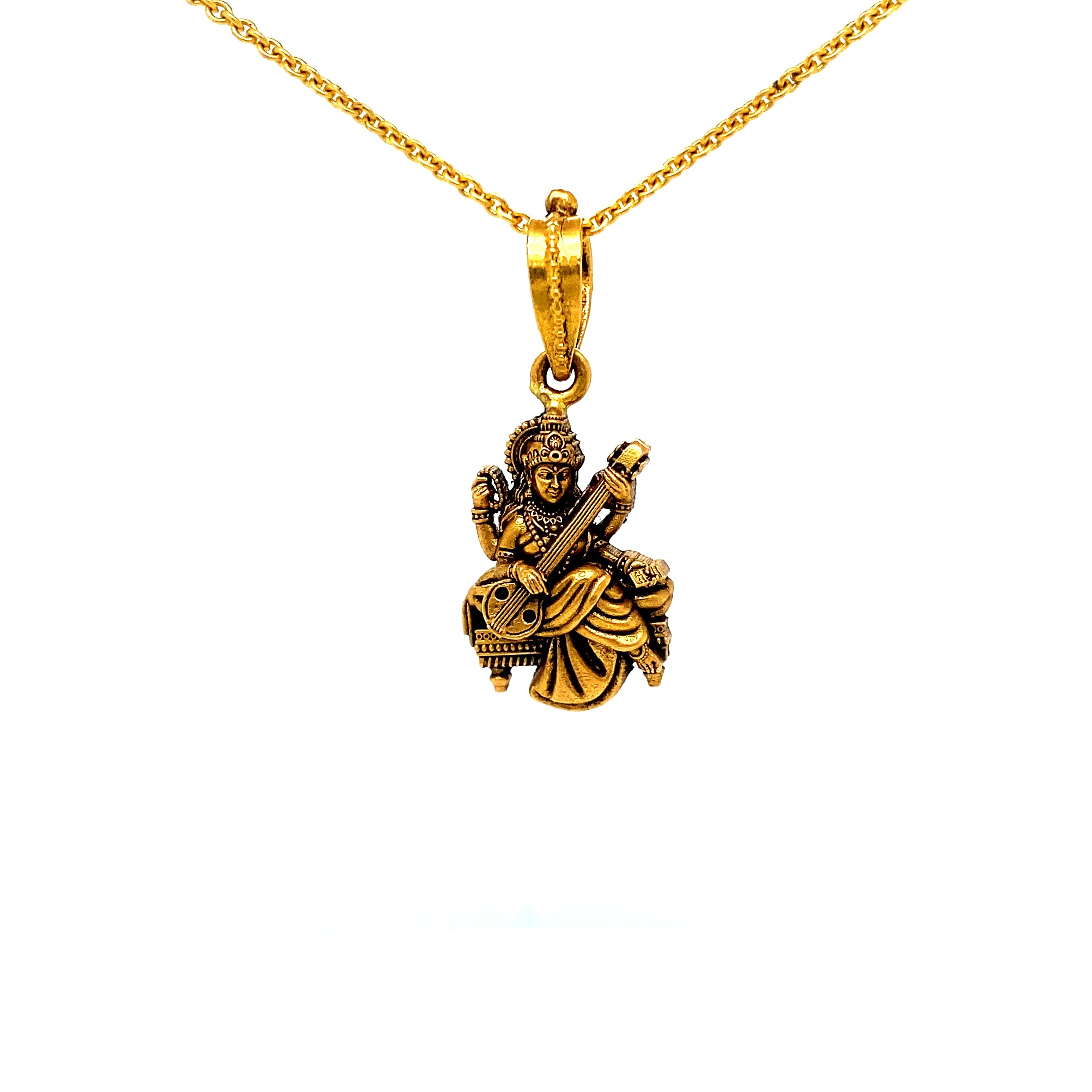 Saraswati pendant shop in gold