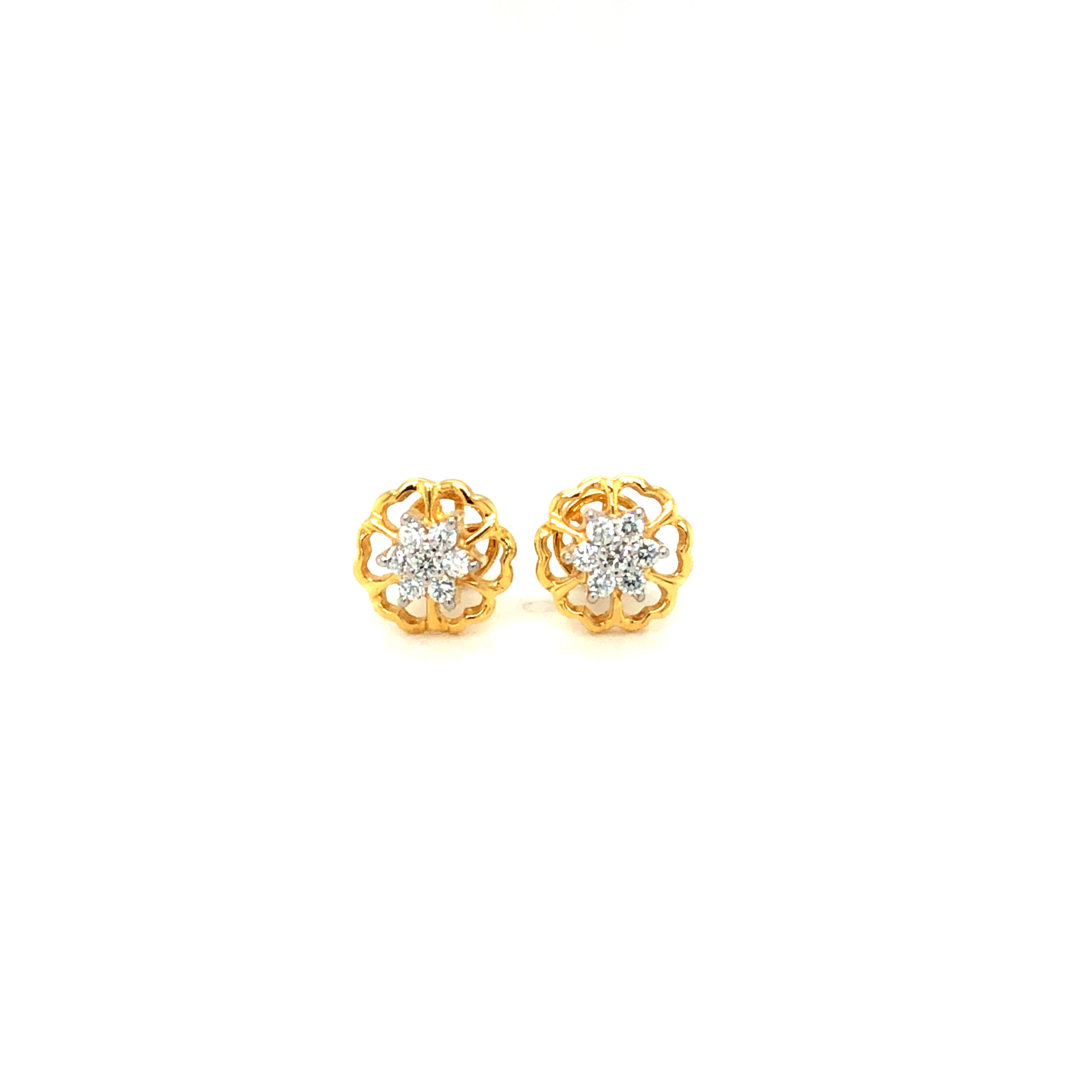 Three Prong Martini Natural Diamond Stud Earrings