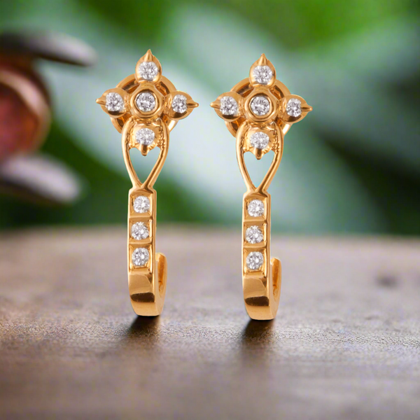 The Siyusha 22k Yellow Gold J-Type Diamond Studs