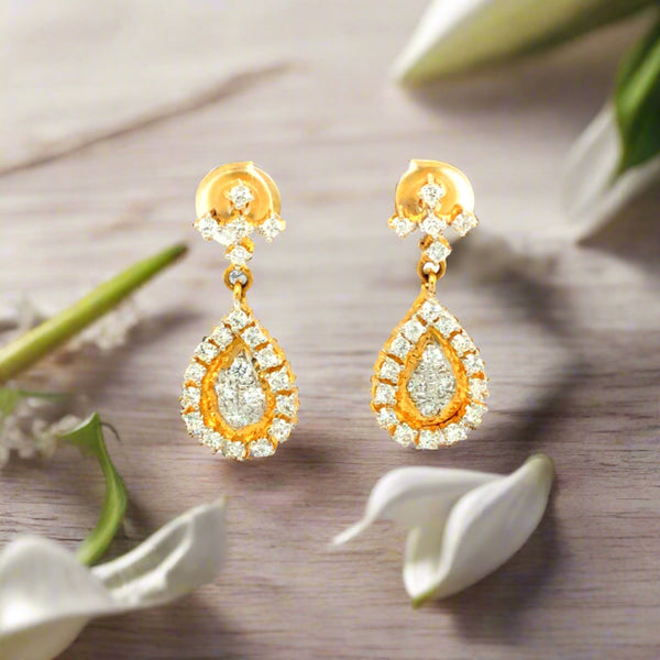 INTRICATE PEAR DIAMOND STUDS