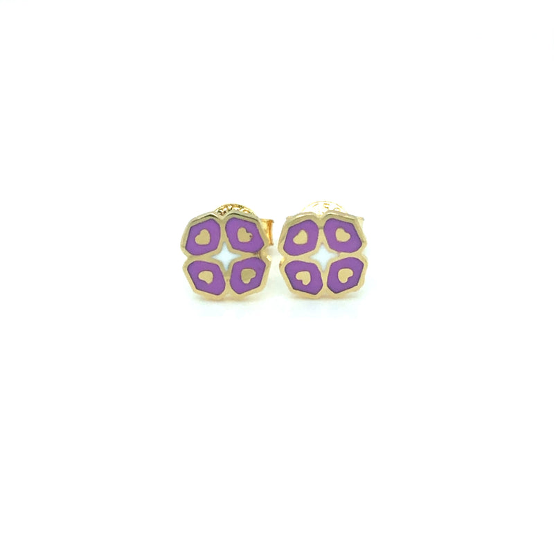 LITTLE WONDER - PURPLE SQUARE HEART EARRINGS