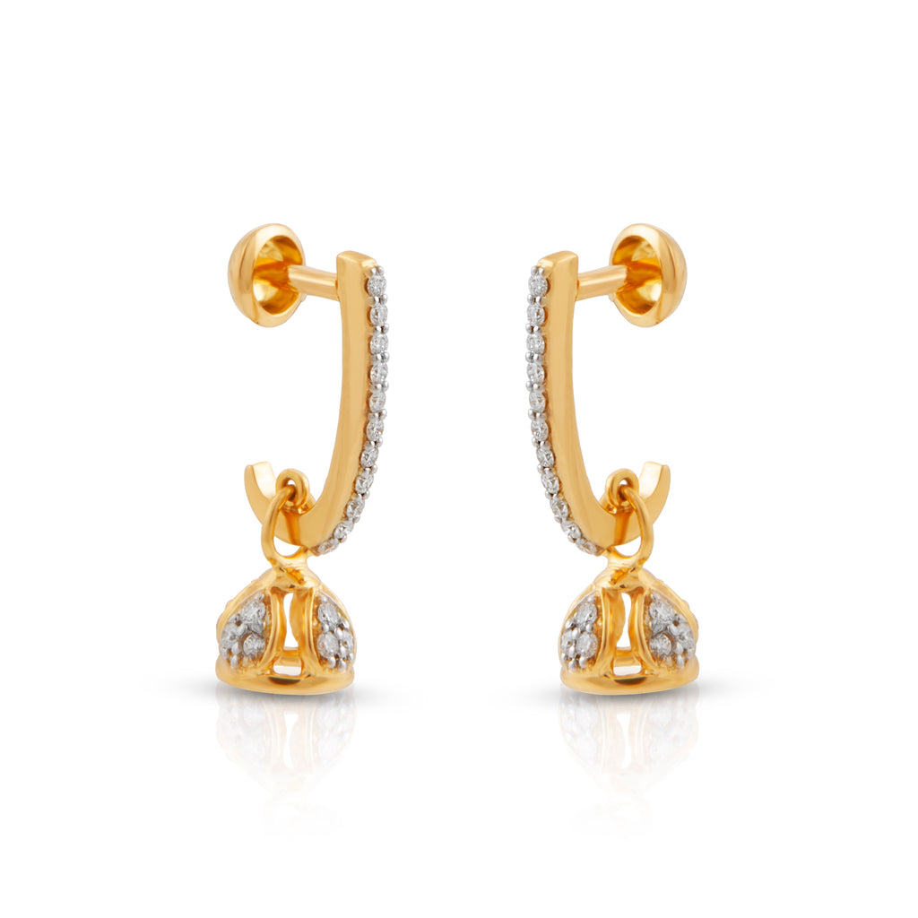 22K Gold Earrings for Women with Cz & Ruby - 235-GER13268 in 4.750 Grams